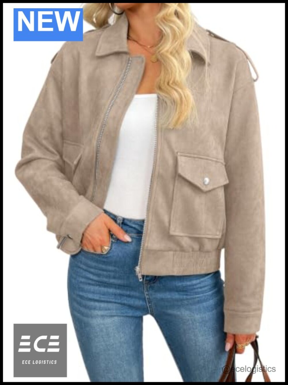 Faux Suede Zip Up Jacket Long Sleeve Relaxed Fit Casual Fall Outerwear